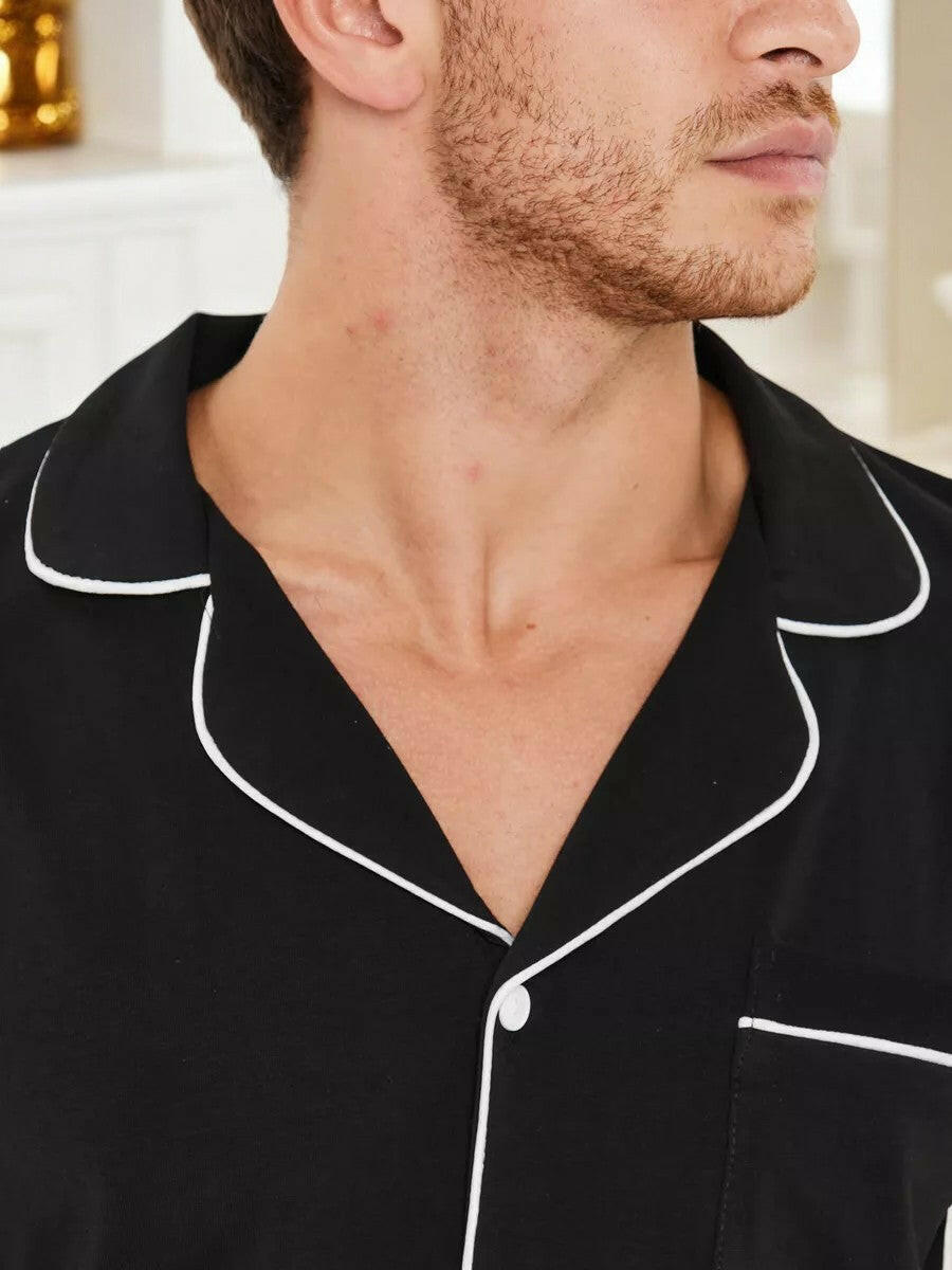 Notched Collar Loungewear in Cotton - Bella Babe by SK