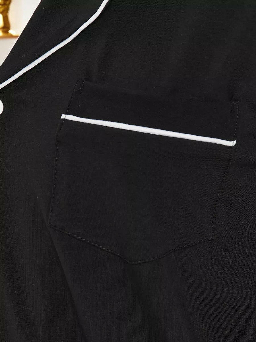 Notched Collar Loungewear in Cotton - Bella Babe by SK