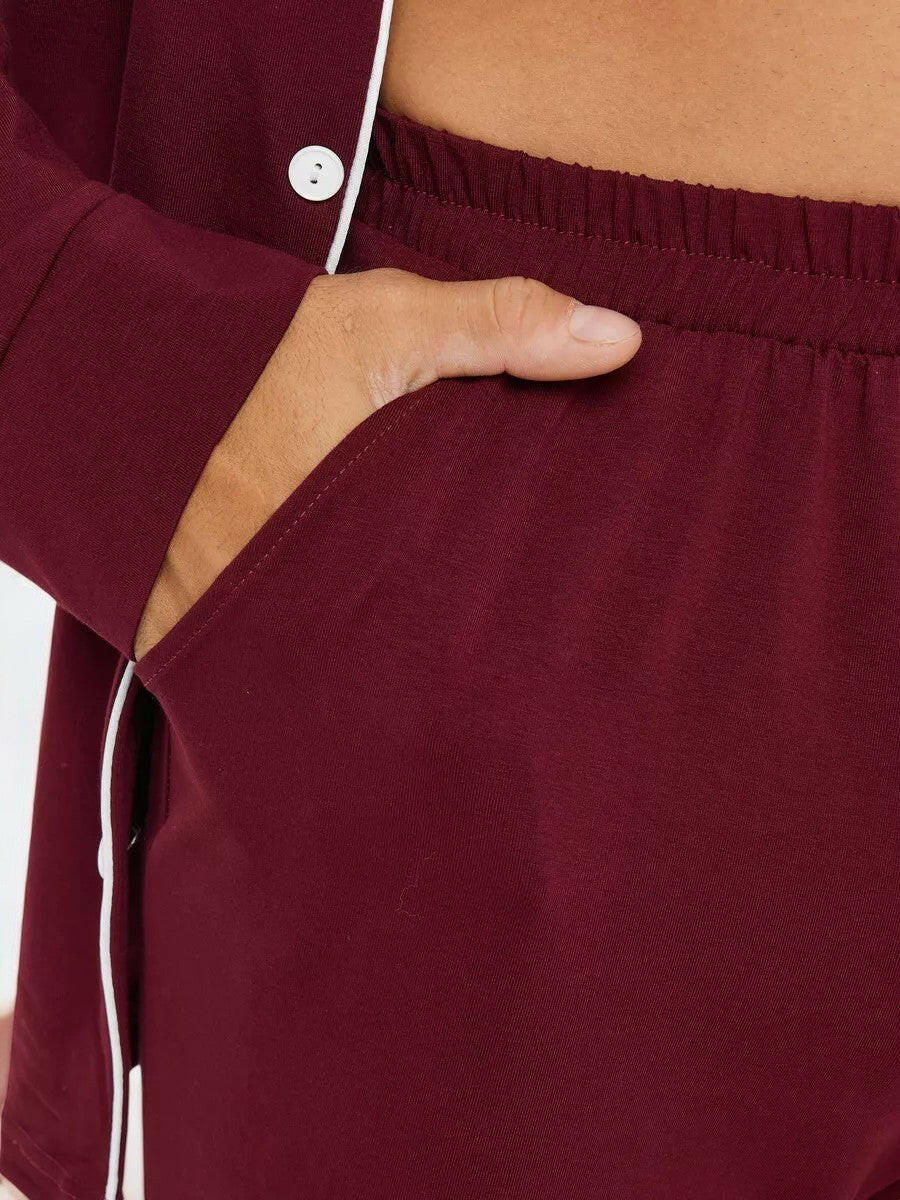 Notched Collar Loungewear in Cotton - Bella Babe by SK