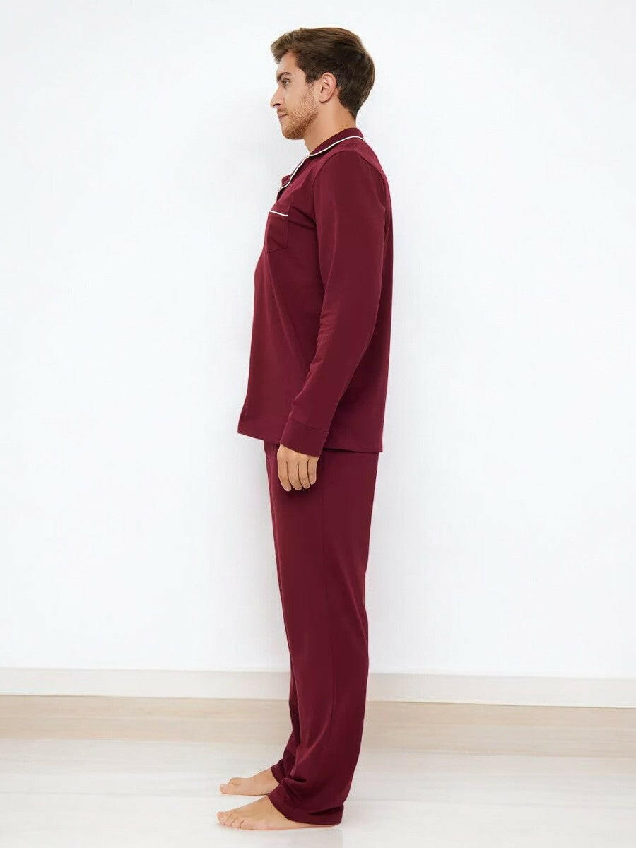 Notched Collar Loungewear in Cotton - Bella Babe by SK