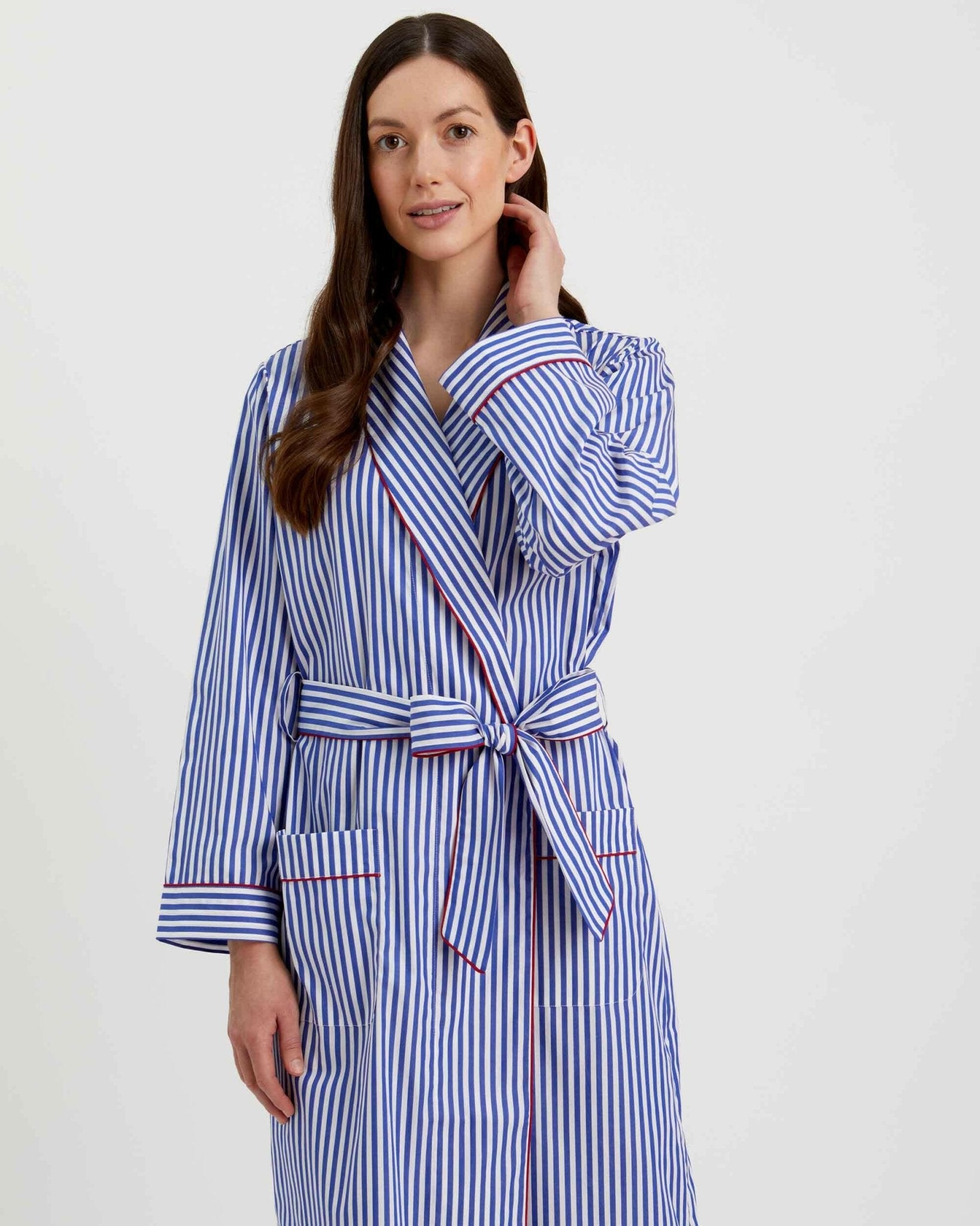 Oxford Stripe 100% Cotton Robe (Long) - Bella Babe by SK