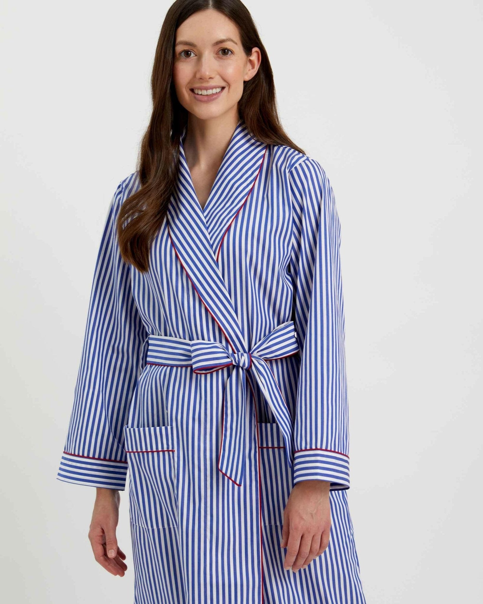 Oxford Stripe 100% Cotton Robe (Long) - Bella Babe by SK