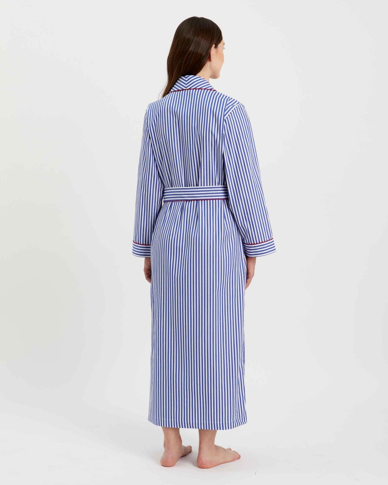 Oxford Stripe 100% Cotton Robe (Long) - Bella Babe by SK