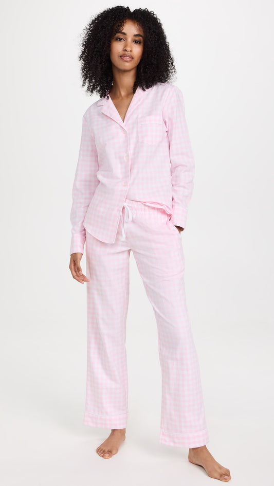 Loungewear Set Pink Checks 100% Cotton - Bella Babe by SK Nightsuit-Nightdress-Robes-Silk-Satin-Nighty-Gown-Nightwear-Shorts-Pajamas-Nightsuit-for-women-men-bathrobe-Satin-dress-cotton- 