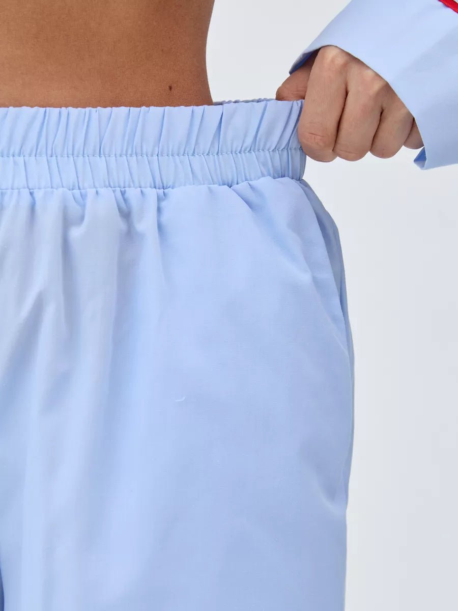 Relaxed Fit Cotton PJs in Blue with Red Piping - Bella Babe by SK