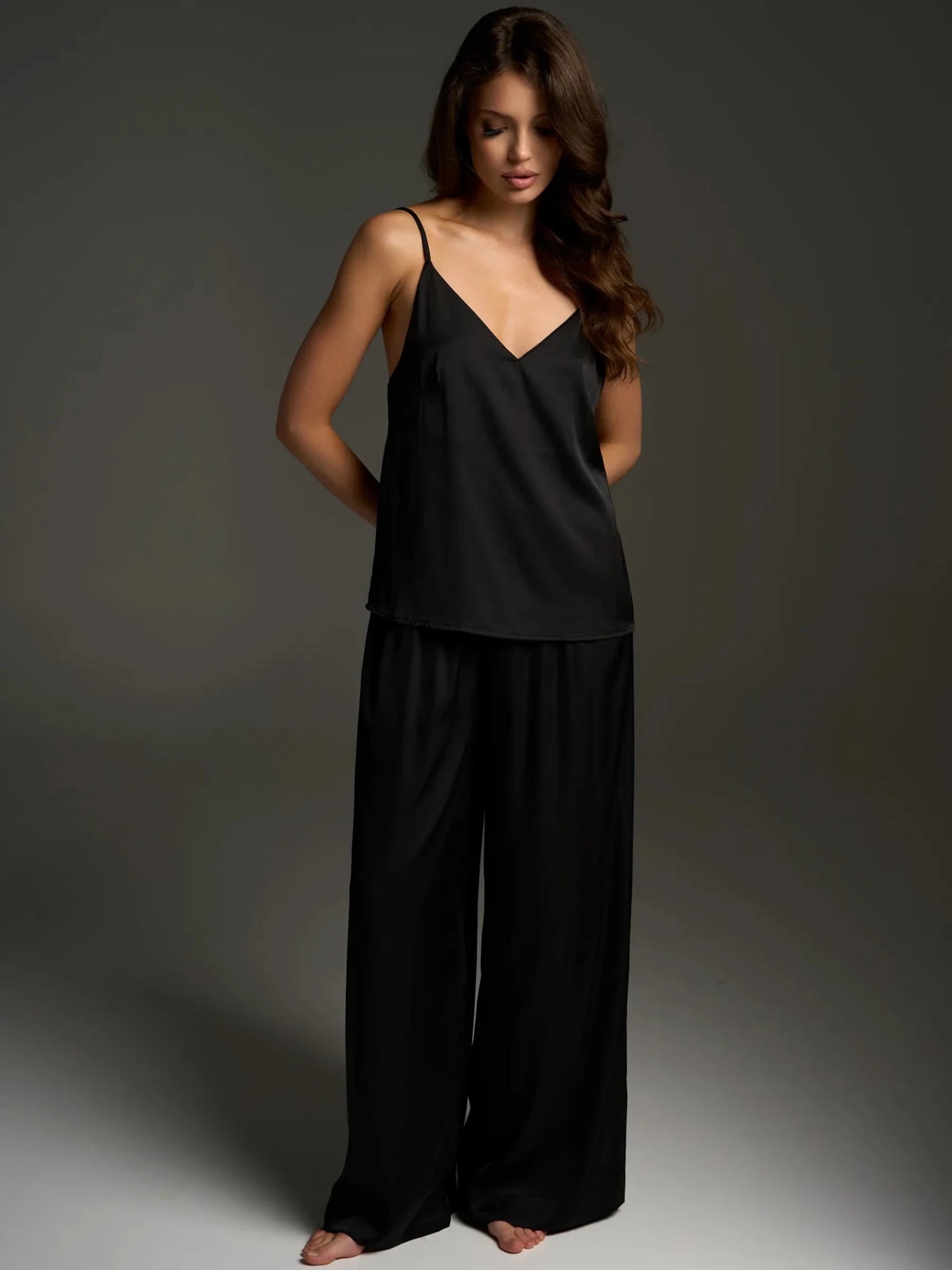 Satin Camisole & Wide Leg Pants Set | Sexy Satin Lounge Set for Women - Bella Babe by SK