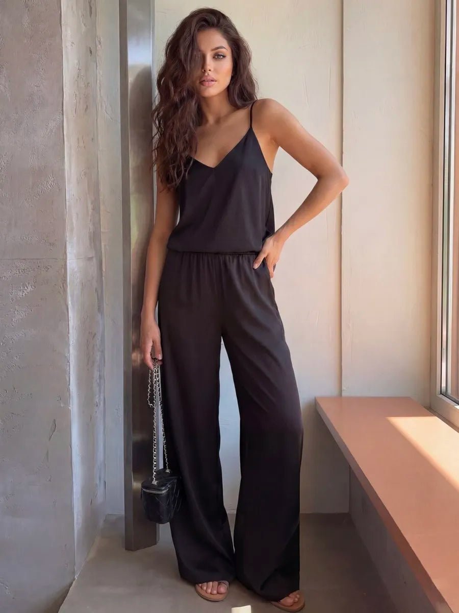 Satin Camisole & Wide Leg Pants Set | Sexy Satin Lounge Set for Women - Bella Babe by SK