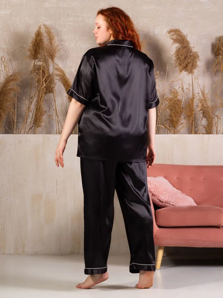 Satin Night Suit Plus Size Half Sleeve - Bella Babe by SK