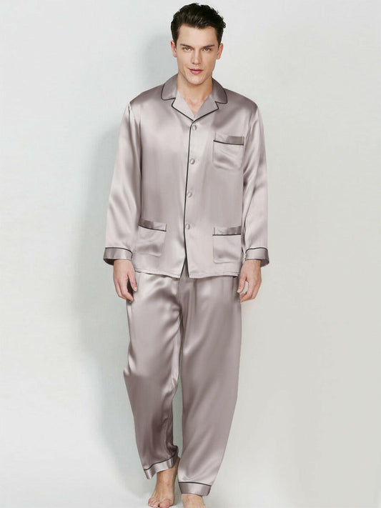 Satin Night Suit with Contrast Piping - Bella Babe by SK