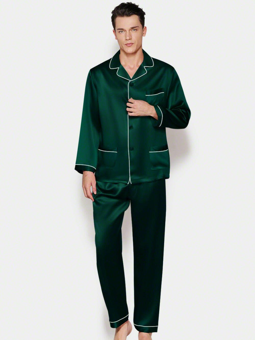 Satin Nightwear with Contrast Piping for Couples - Bella Babe by SK