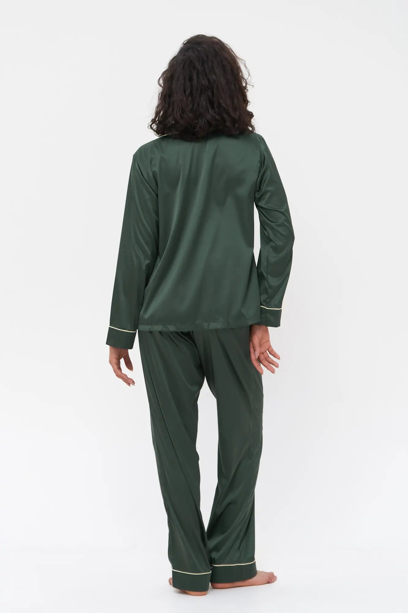 Satin Pajama Set with Contrast Piping - Bella Babe by SK