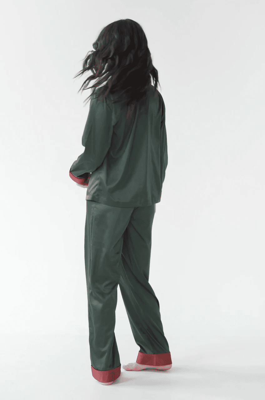 Satin Pajama Set with Contrast Piping - Bella Babe by SK