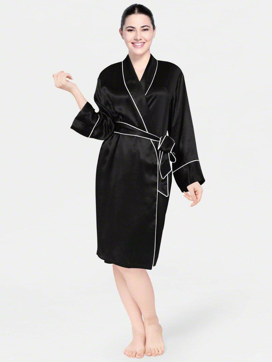 Satin Silk Robe with Piping - Bella Babe by SK