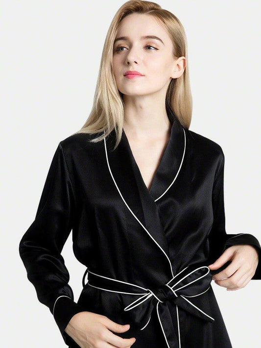 Satin Silk Robe with Piping - Bella Babe by SK