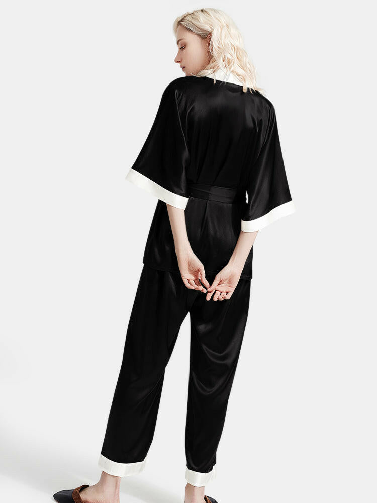 Satin Wrap Set (Black) - Bella Babe by SK