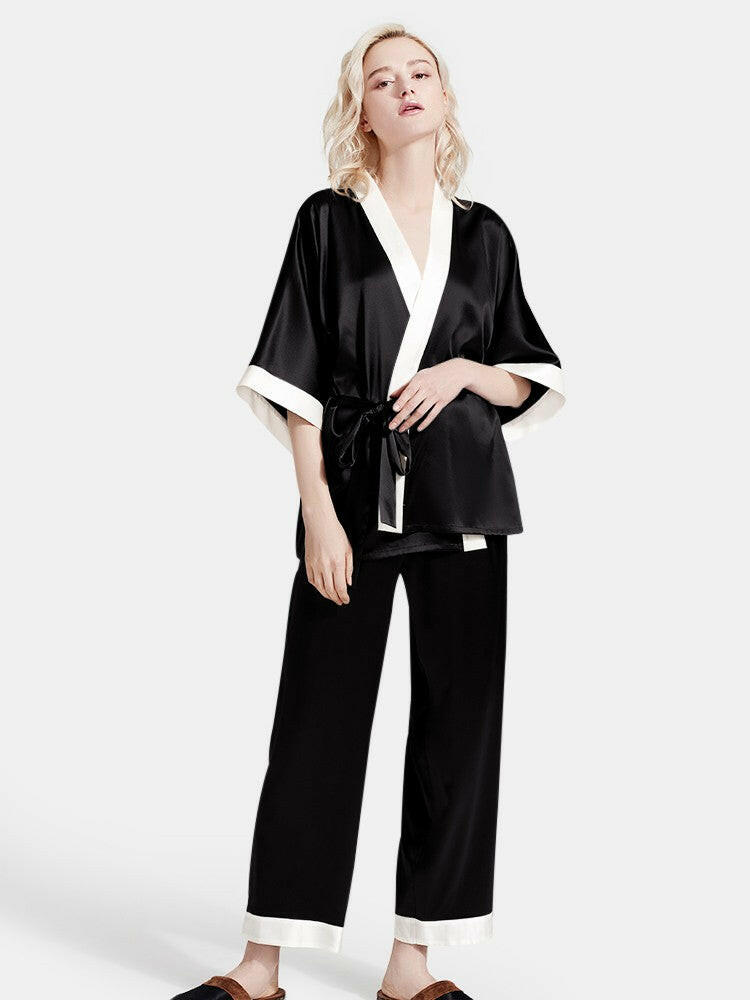 Satin Wrap Set (Black) - Bella Babe by SK