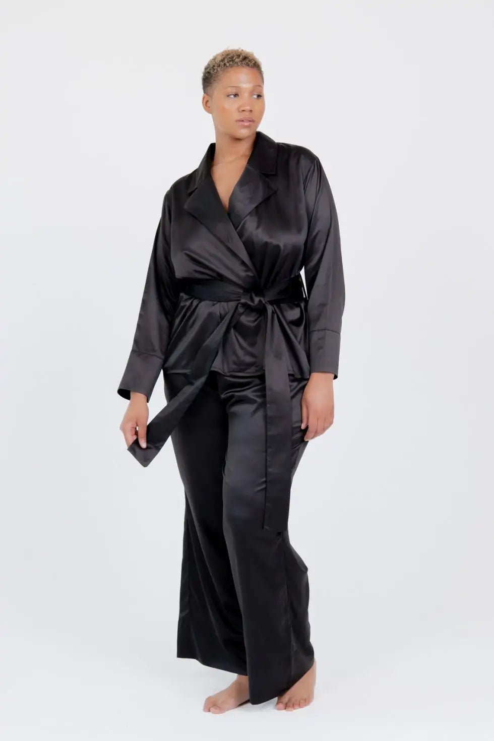 Satin Wrap Set Lapel Collar - Bella Babe by SK