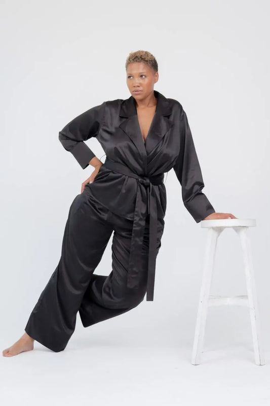 Satin Wrap Set Lapel Collar - Bella Babe by SK