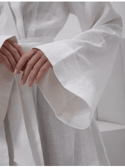 Short Robe in White Linen - Bella Babe by SK