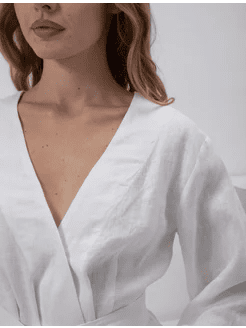Short Robe in White Linen - Bella Babe by SK