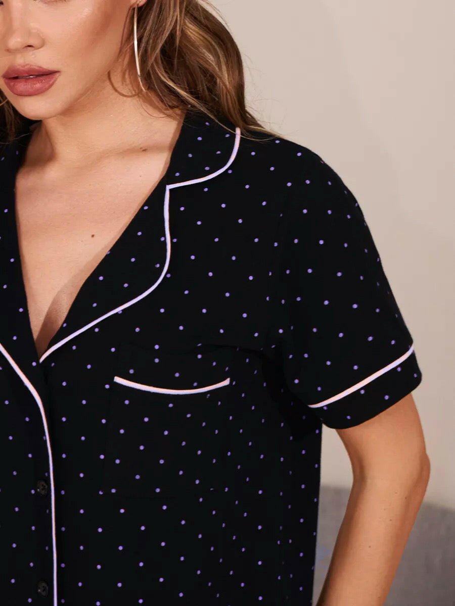 Shorts Set Black Polka 100% Cotton - Bella Babe by SK