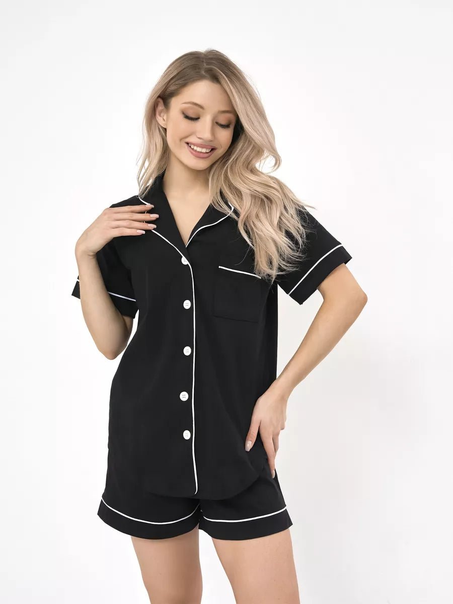 Shorts Set Black Solid 100% Cotton - Bella Babe by SK