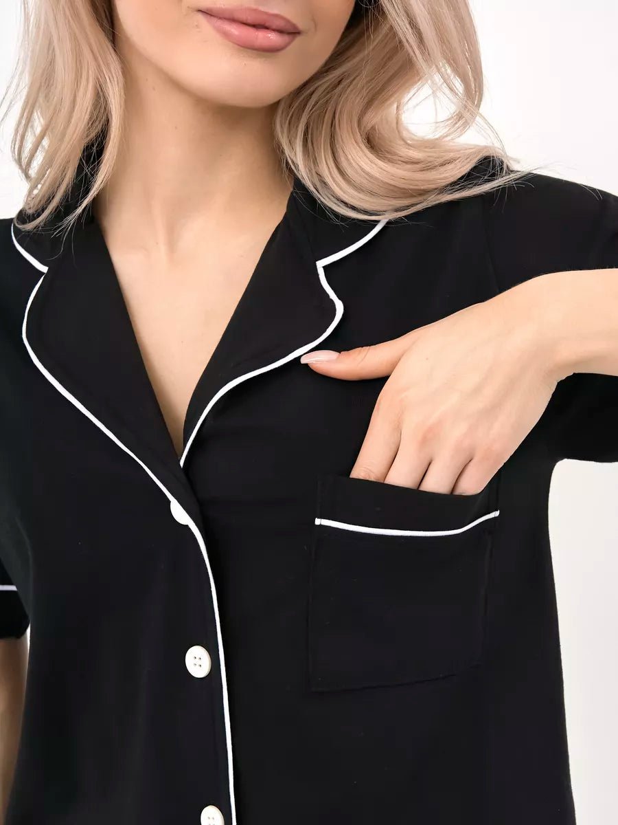 Shorts Set Black Solid 100% Cotton - Bella Babe by SK