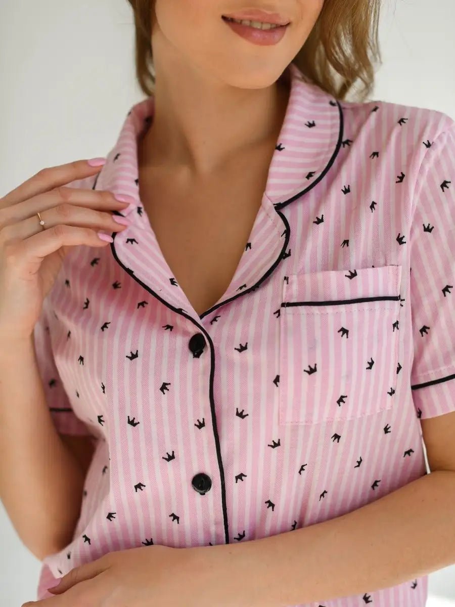 Shorts Set Pink with Print - Bella Babe by SK