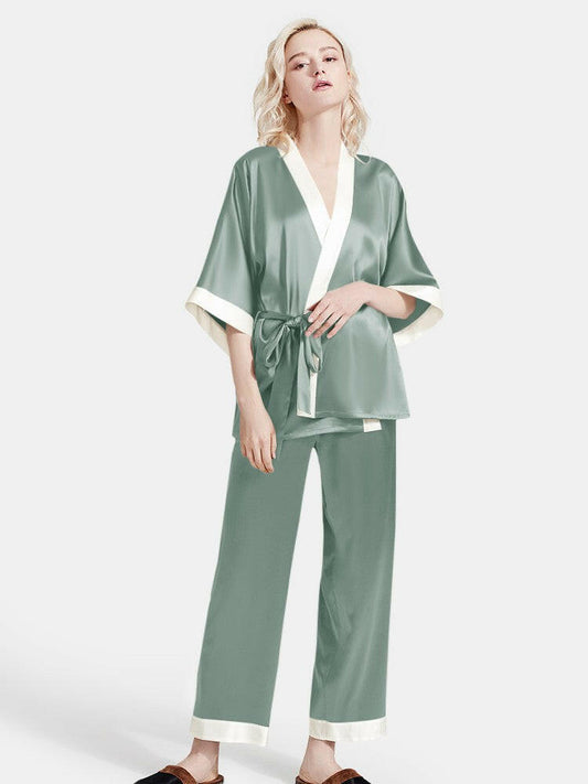 Satin Wrap Set (Olive).