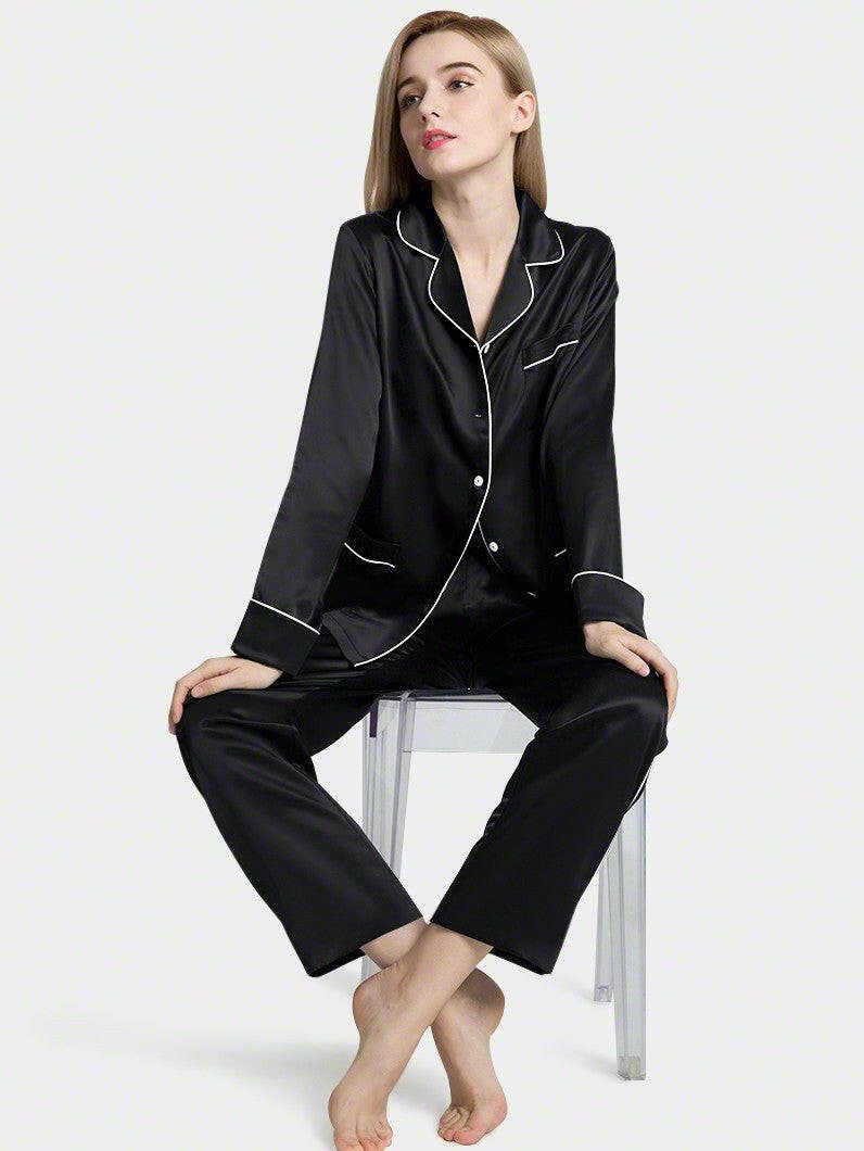 Silk Satin Pyjama set with Piping - Bella Babe by SK