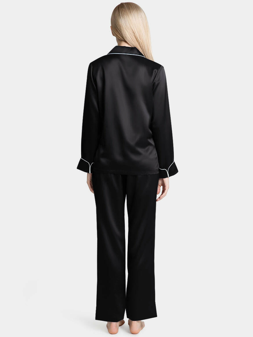 Silk Satin Pyjama set with Piping - Bella Babe by SK