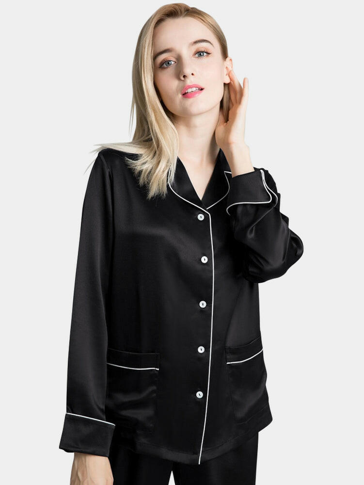 Silk Satin Pyjama set with Piping - Bella Babe by SK