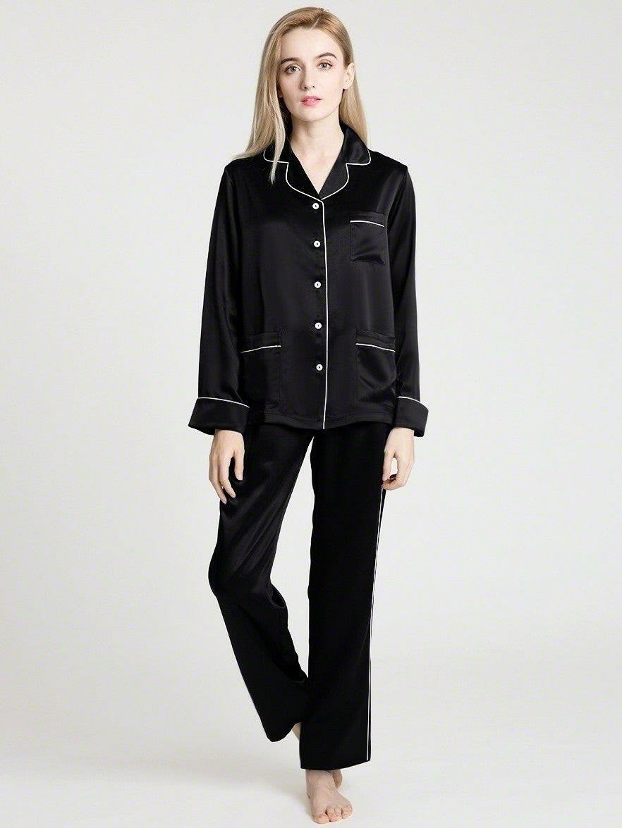 Silk Satin Pyjama set with Piping - Bella Babe by SK