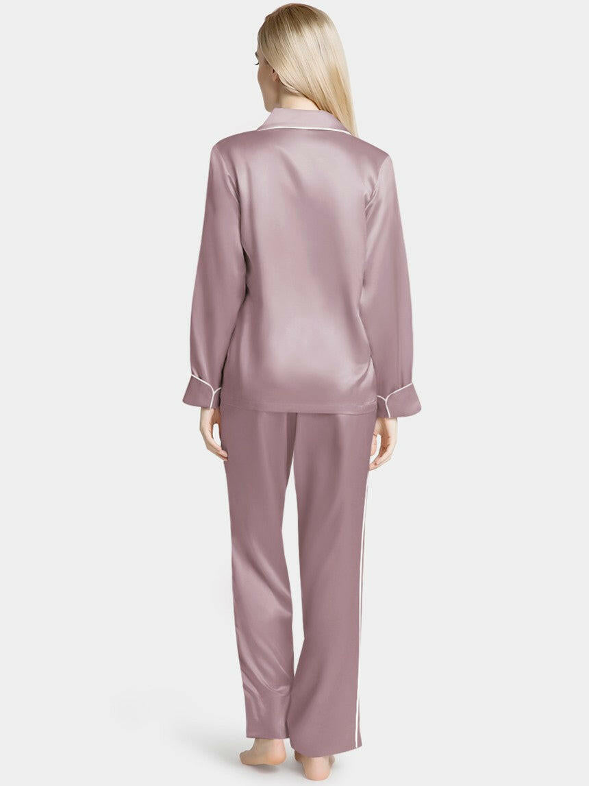 Silk Satin Pyjama set with Piping - Bella Babe by SK