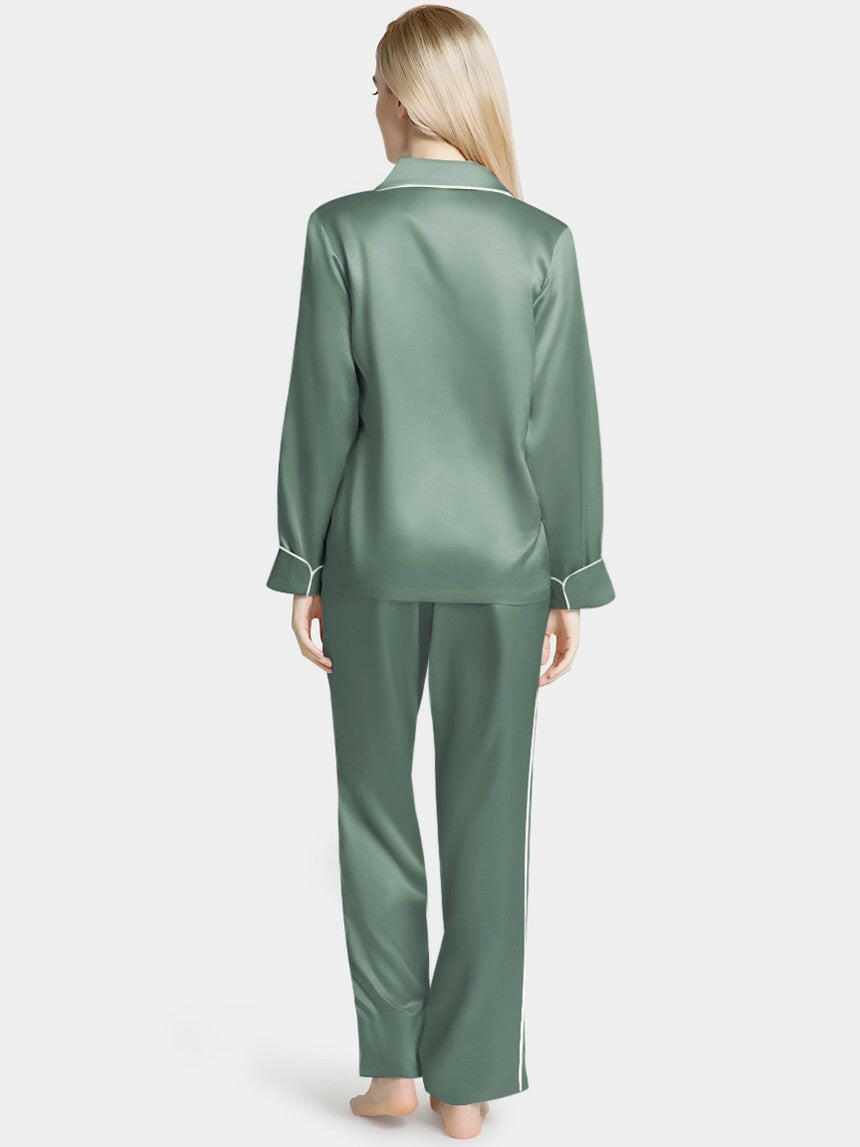 Silk Satin Pyjama set with Piping - Bella Babe by SK