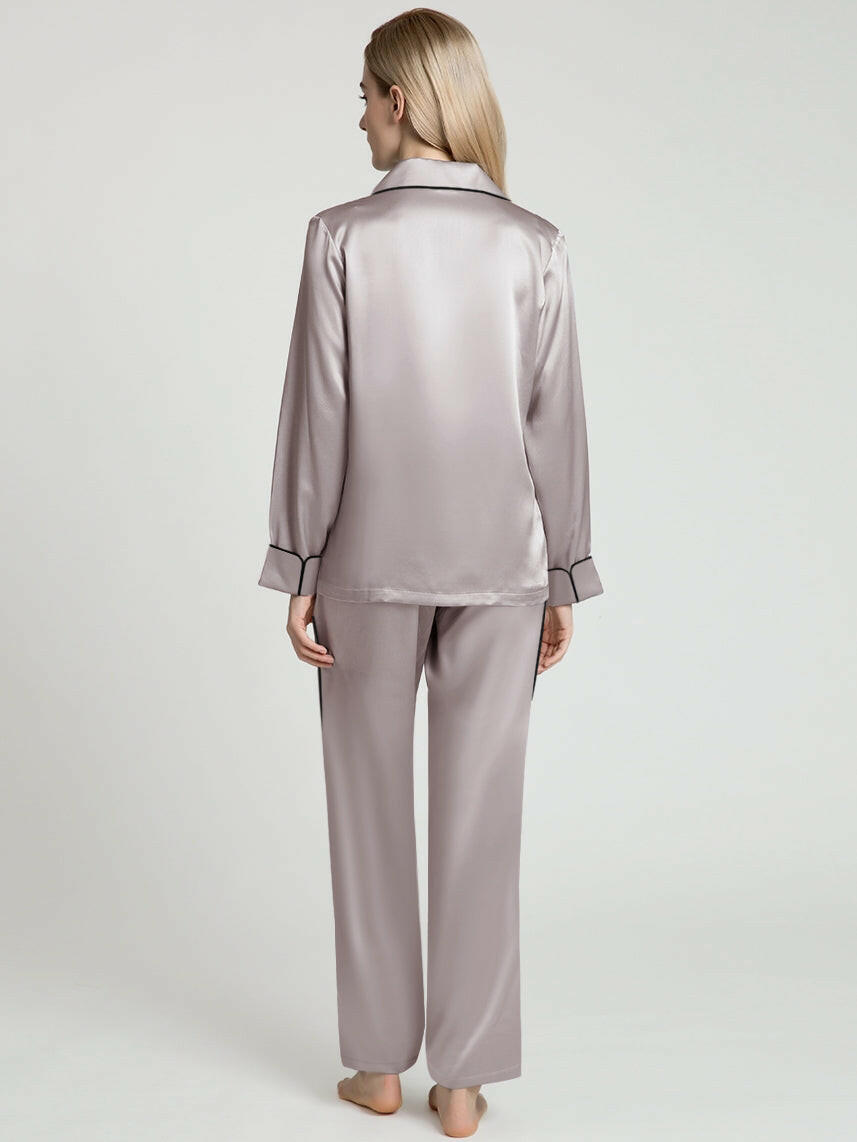 Silk Satin Pyjama set with Piping - Bella Babe by SK