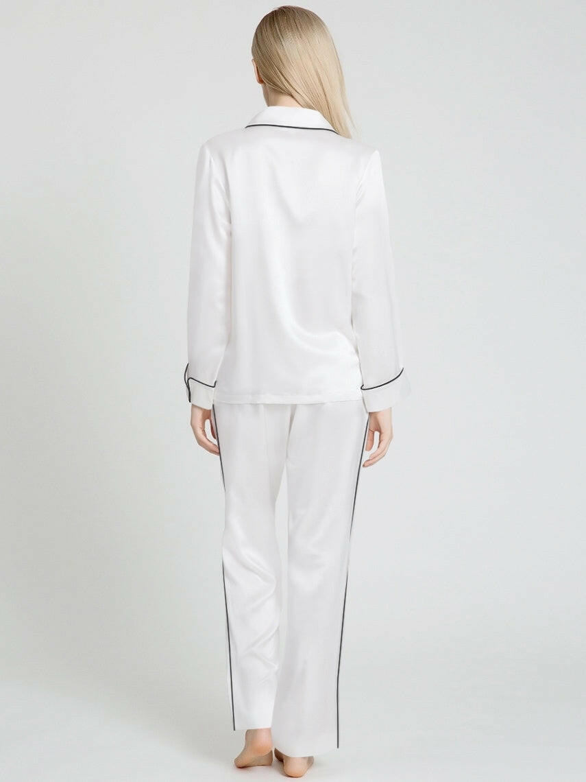 Silk Satin Pyjama set with Piping - Bella Babe by SK