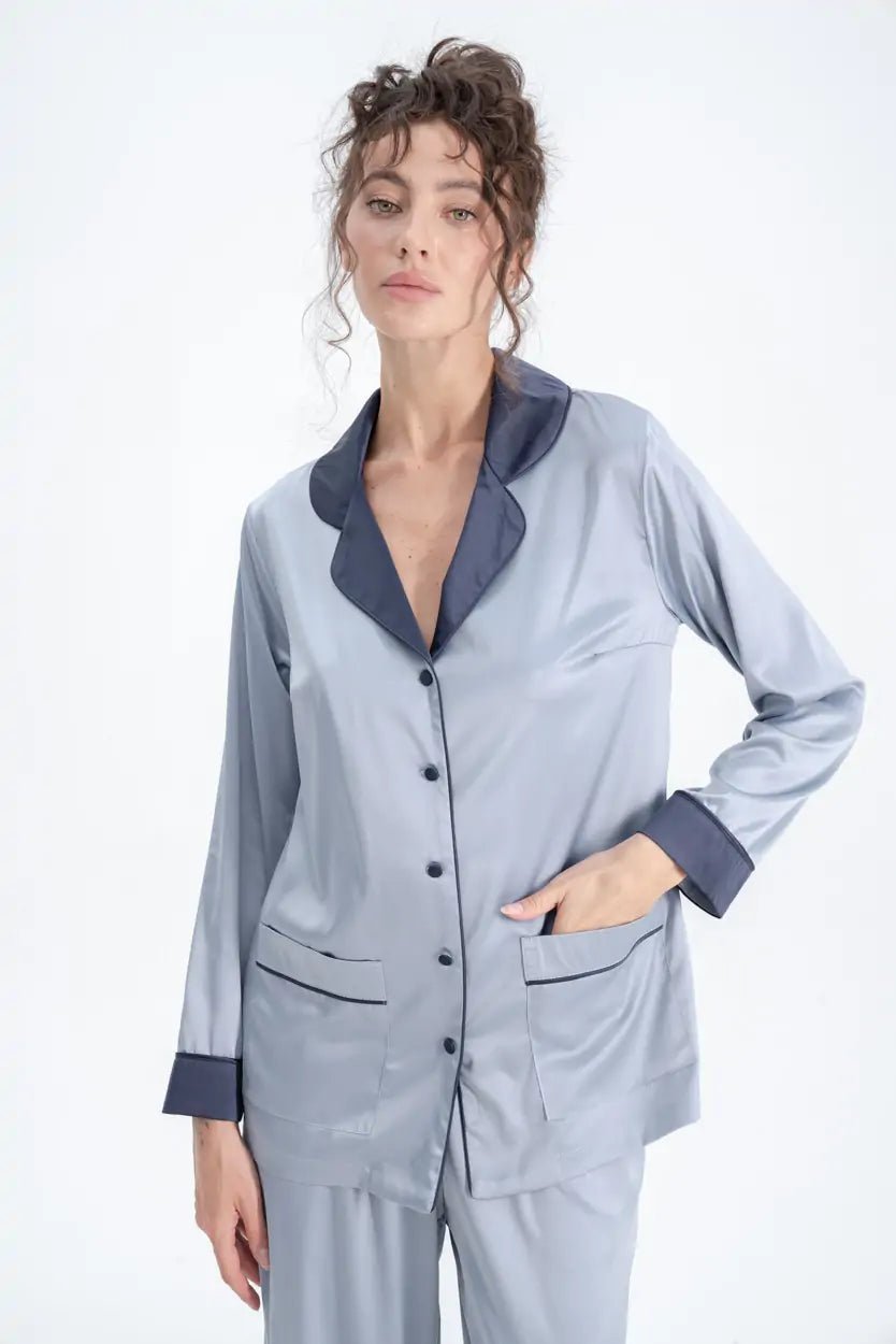 Silky Satin Button Up Pyjamas - Bella Babe by SK