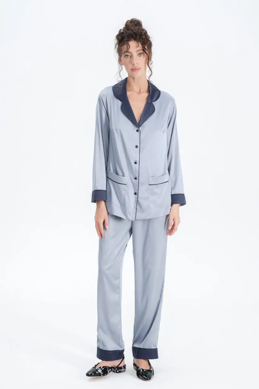Silky Satin Button Up Pyjamas - Bella Babe by SK
