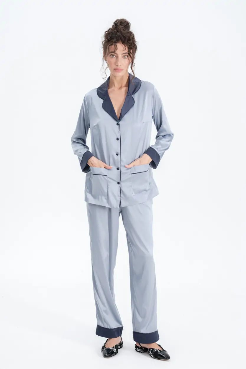 Silky Satin Button Up Pyjamas - Bella Babe by SK