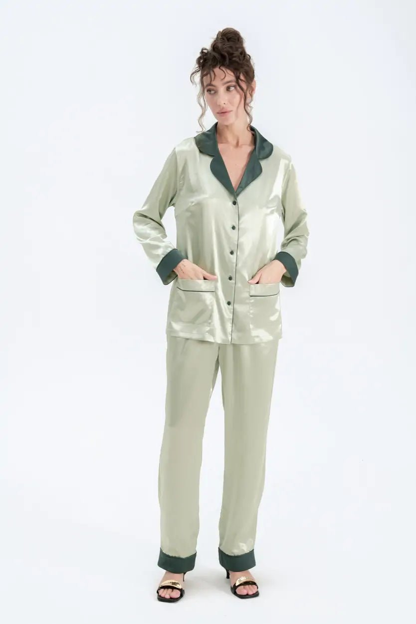 Silky Satin Button Up Pyjamas - Bella Babe by SK