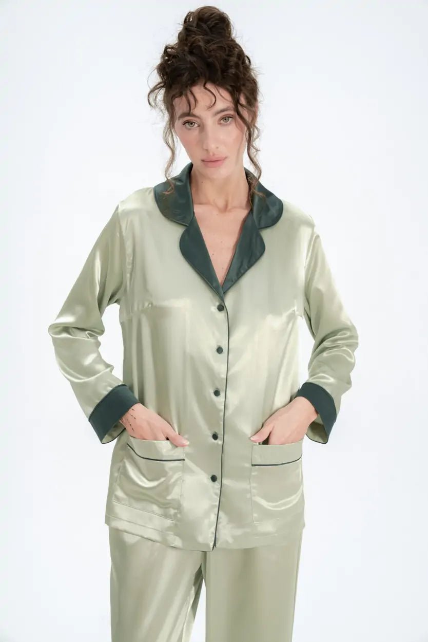 Silky Satin Button Up Pyjamas - Bella Babe by SK