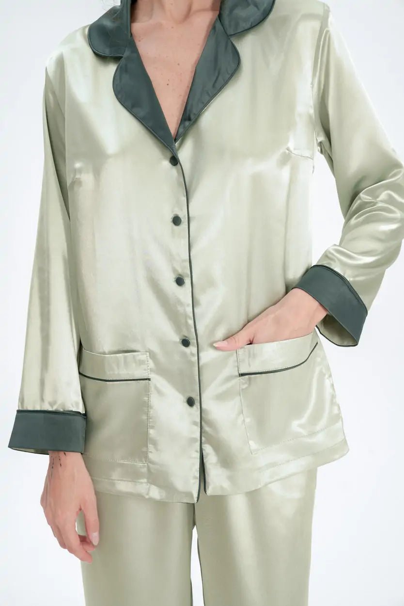 Silky Satin Button Up Pyjamas - Bella Babe by SK
