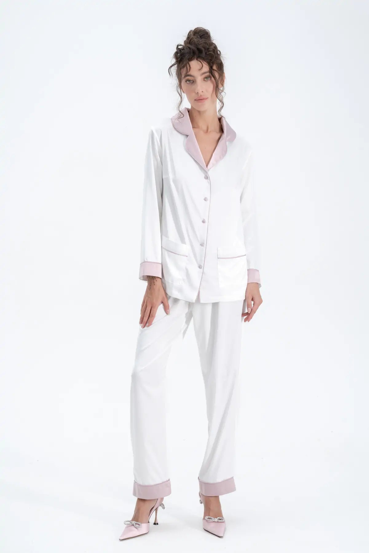 Silky Satin Button Up Pyjamas - Bella Babe by SK