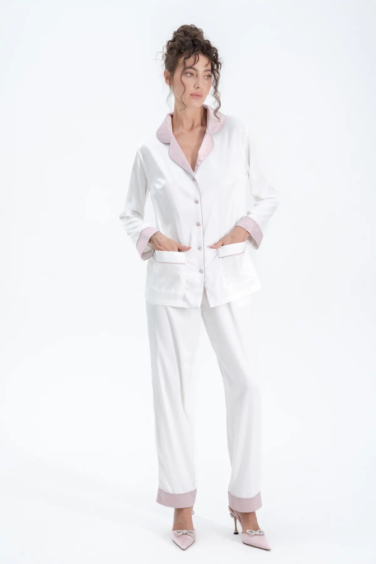 Silky Satin Button Up Pyjamas - Bella Babe by SK