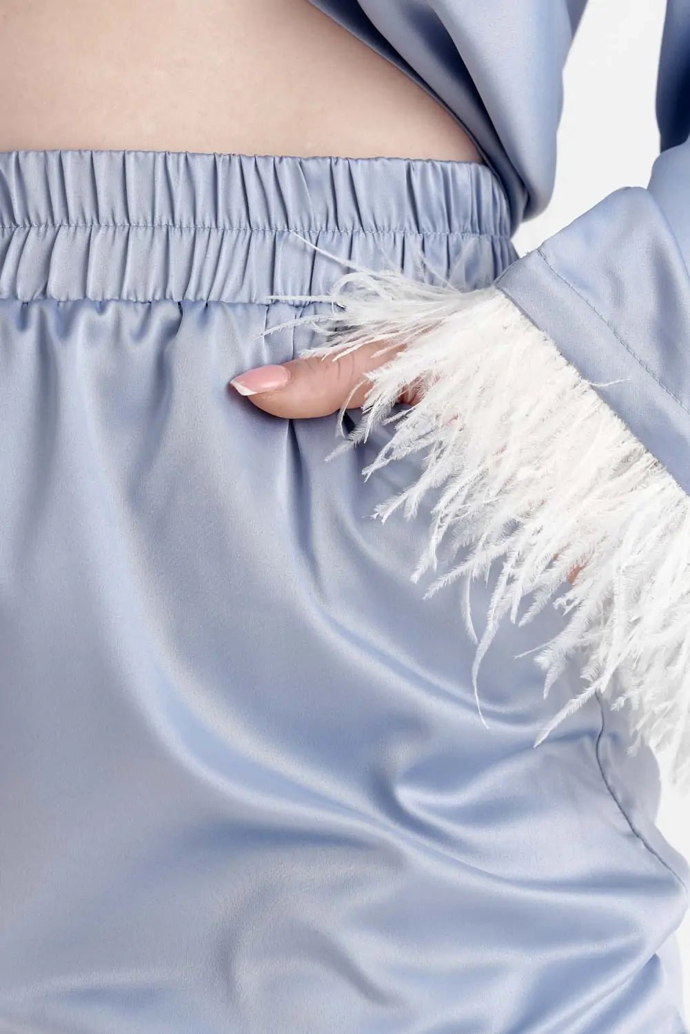 Silky Satin Feather Pyjamas with Piping - Bella Babe by SK