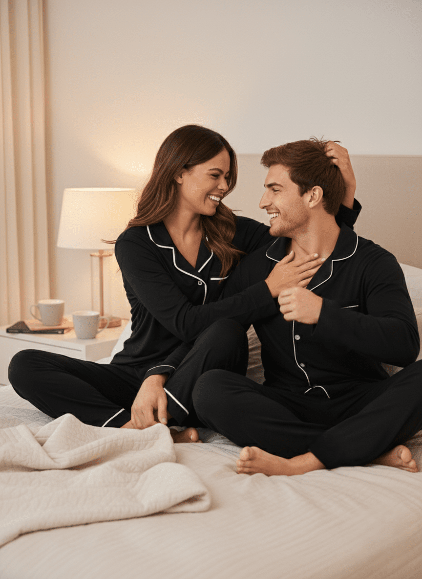 Soft Cozy Couple Nightsuit in Cotton - Bella Babe by SK