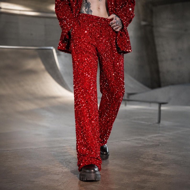 Stardust Sequin Suit Set, Unisex Blazer & Wide Leg Trousers - Bella Babe by SK