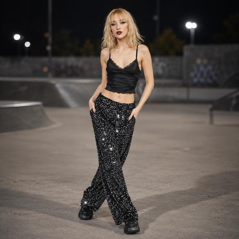 Stardust Sequin Suit Set, Unisex Blazer & Wide Leg Trousers - Bella Babe by SK