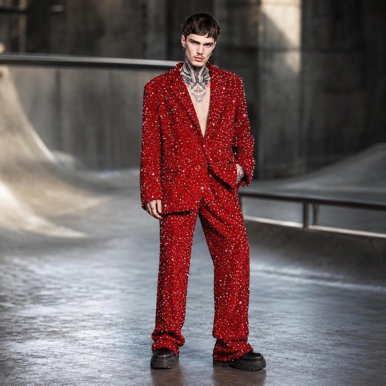 Stardust Sequin Suit Set, Unisex Blazer & Wide Leg Trousers - Bella Babe by SK